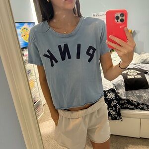 Victoria's Secret PINK blue cropped tee